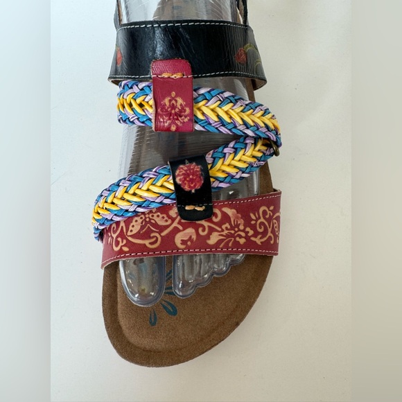 Elite Multi-Color Leather Sandals Size 8 - Picture 5 of 13